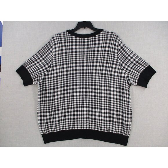 Woman Within Black & White Plaid Open Front Cardigan Size 26/28 2X - Picture 5 of 6